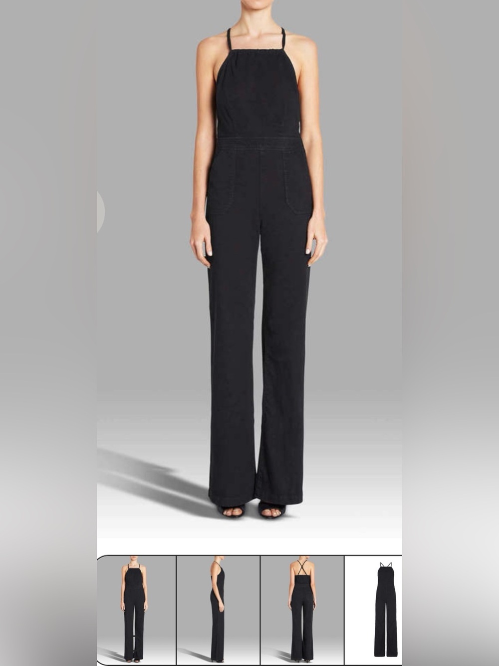 PAIGE Black Halter-Neck Wide-Leg Jumpsuit